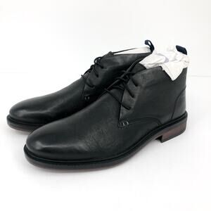 STEVE MADDEN Men's GNOMIE Chukka Boots Size 9 Black Leather Lace Up NWOB